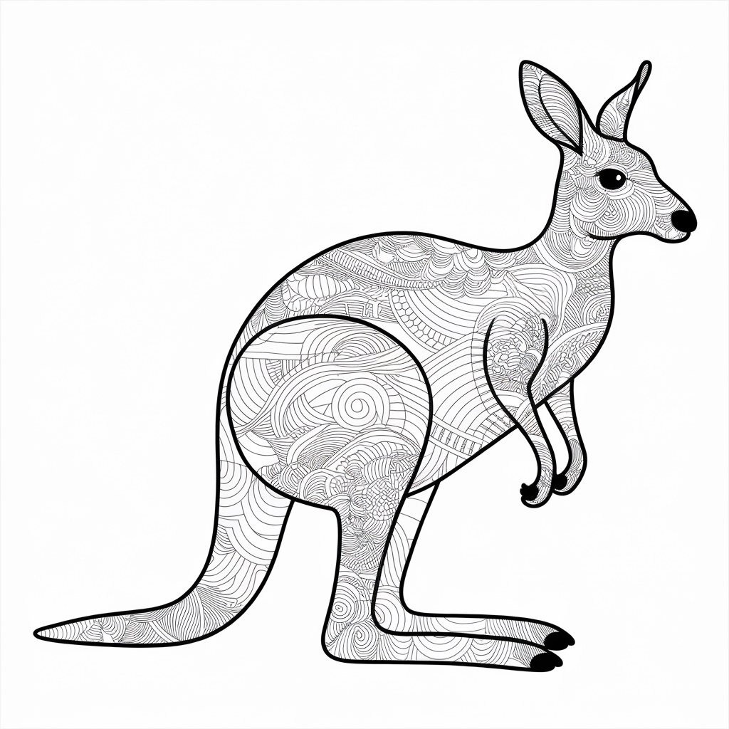 Mandala Style Kangaroo Coloring Pages 