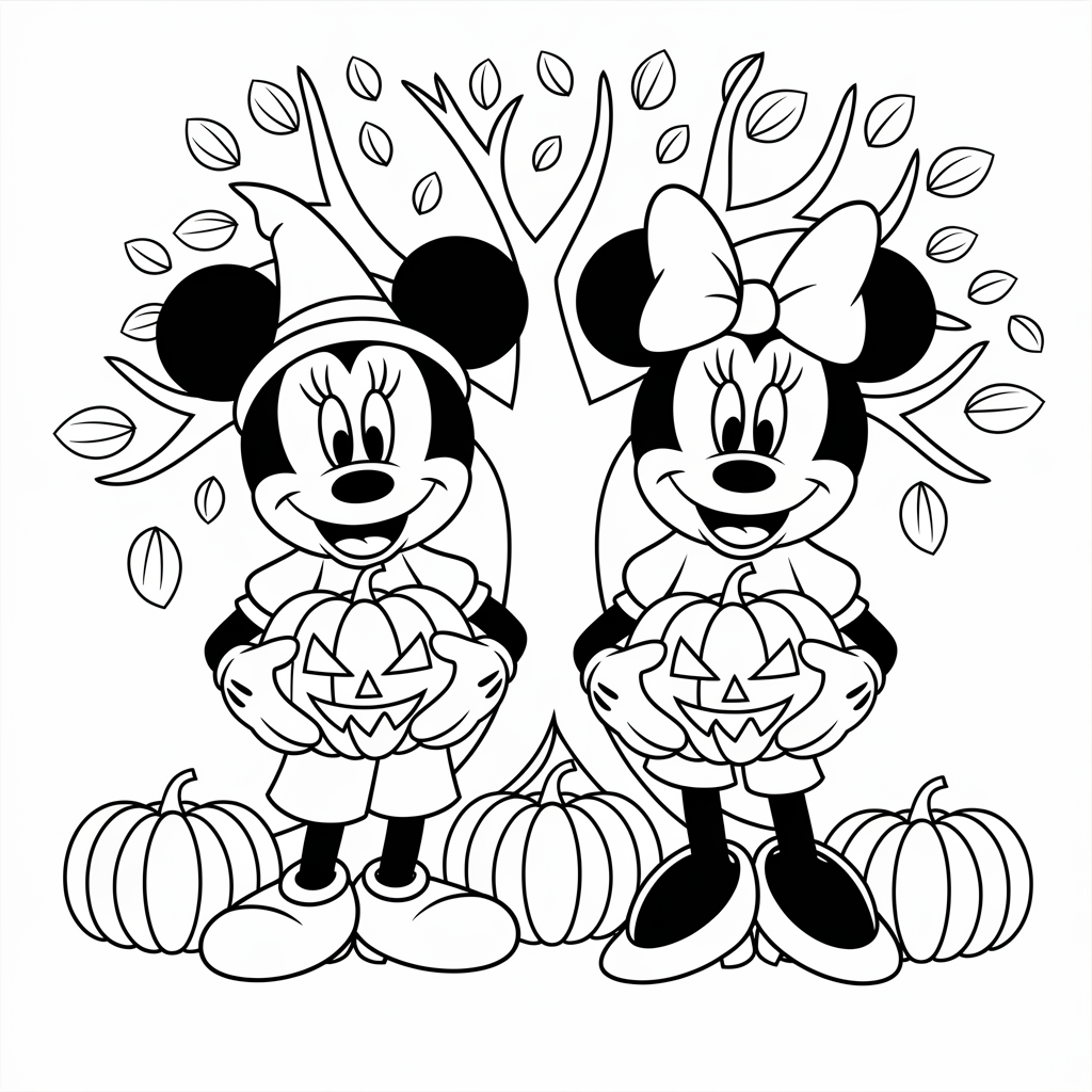 Mickey and Minnie Halloween Coloring Sheets for Kids to Print