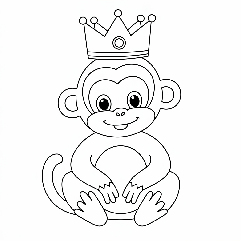 Monkey King with Crown Coloring Page