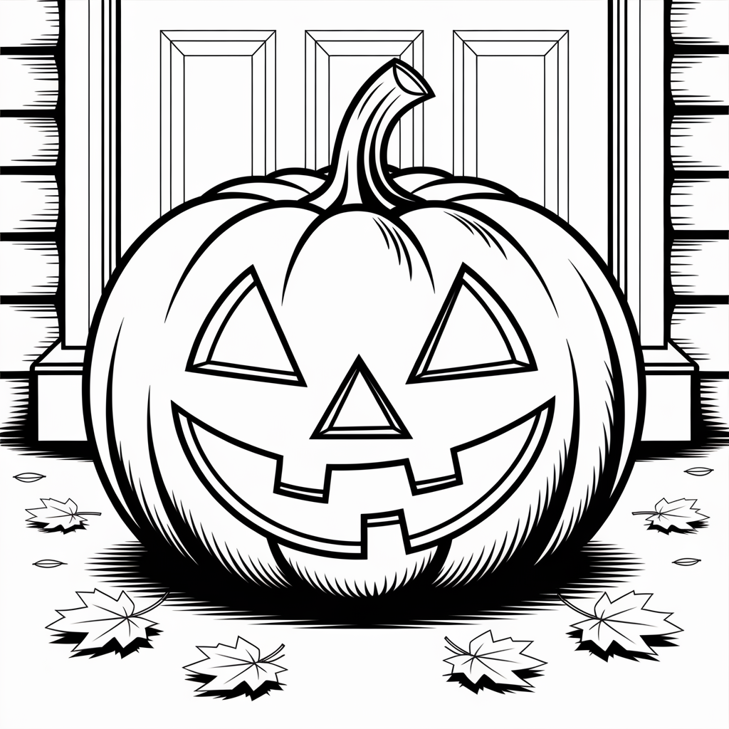 Friendly Jack-O-Lantern Coloring Page - Happy Pumpkin Smile