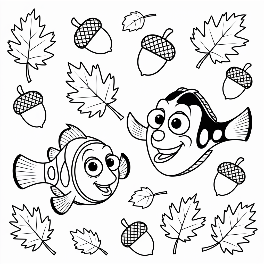Finding Nemo Autumn Pond September Coloring Pages Printable