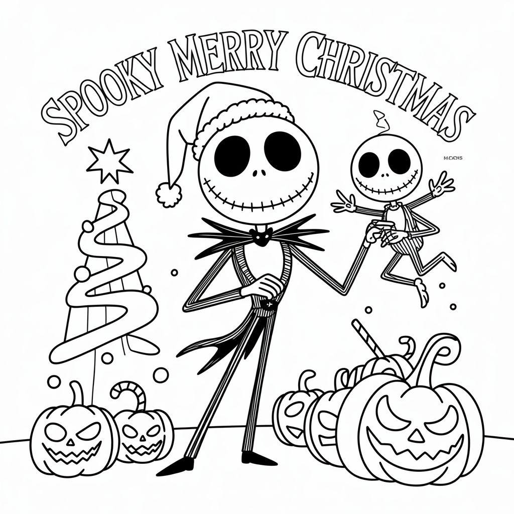 Nightmare Before Christmas Jack Skellington Card Coloring Page