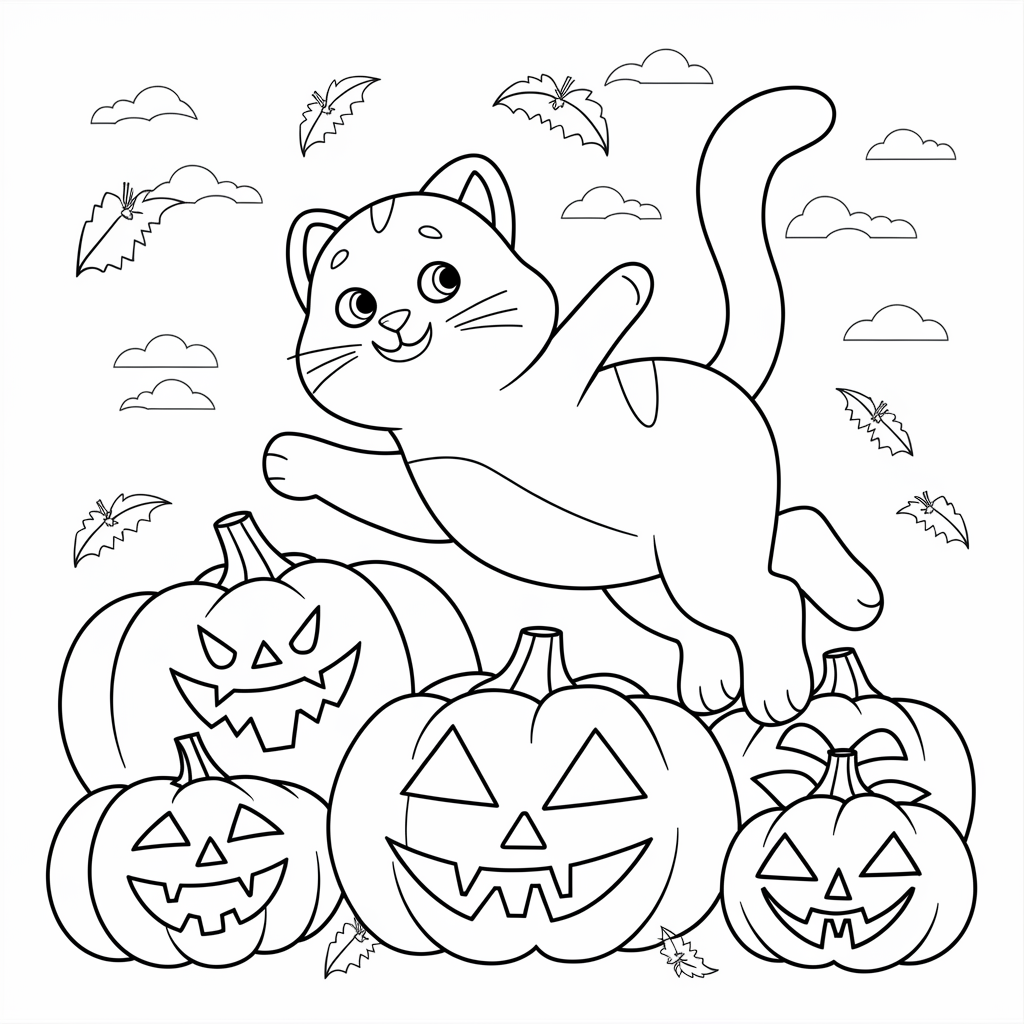 Mew Flying Over Pumpkins