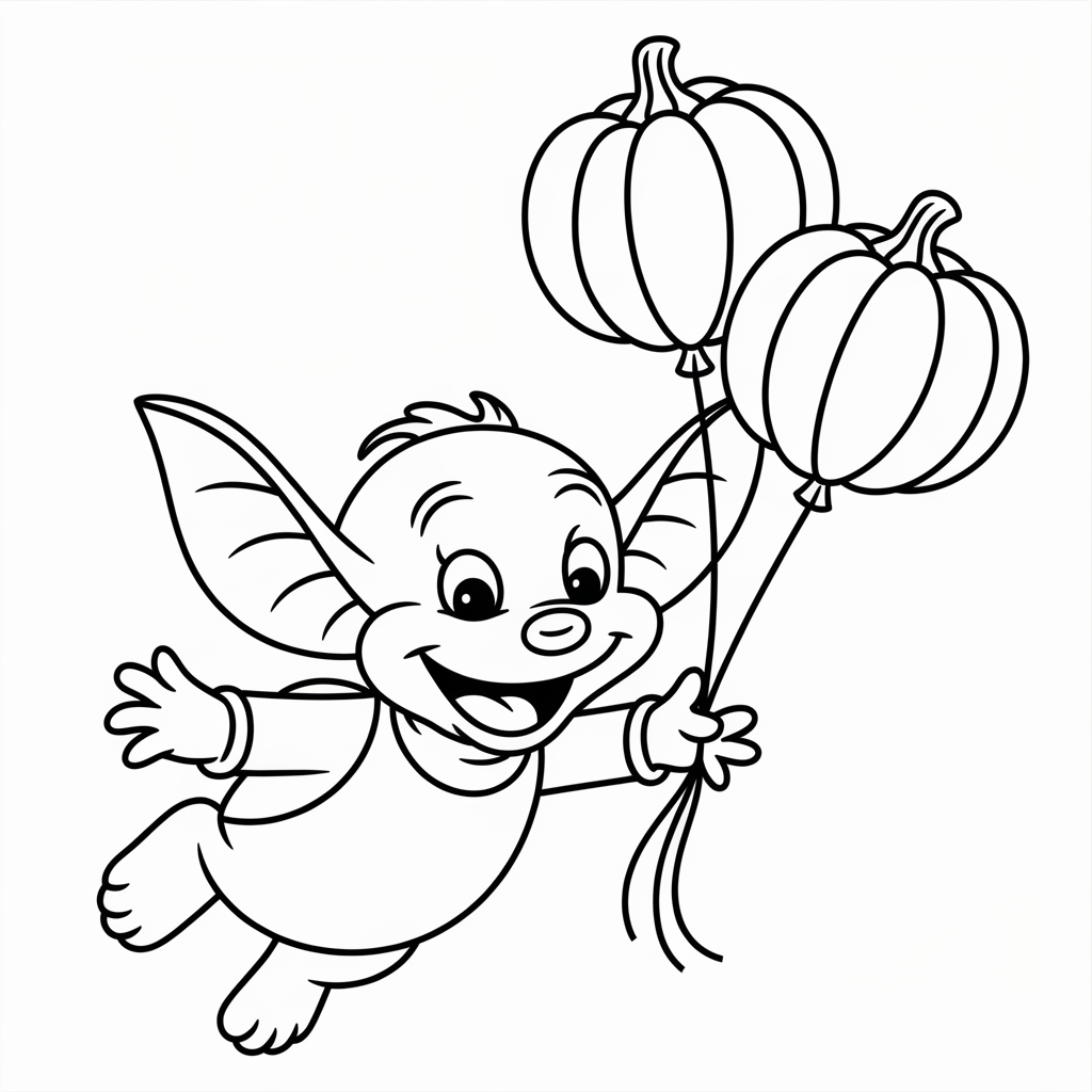 Dumbo Flying with Pumpkin Balloons