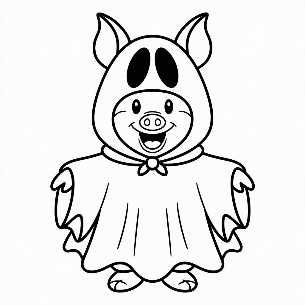 Free Piglet in Ghost Costume Disney Halloween Coloring Page