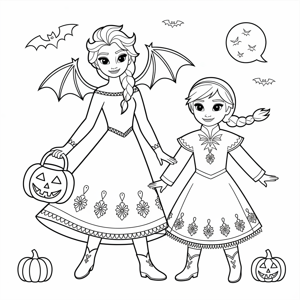 Frozen Halloween Coloring Pages 