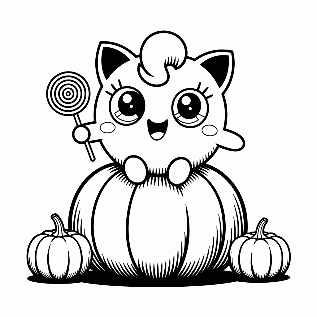 Jigglypuff Sitting on a Pumpkin