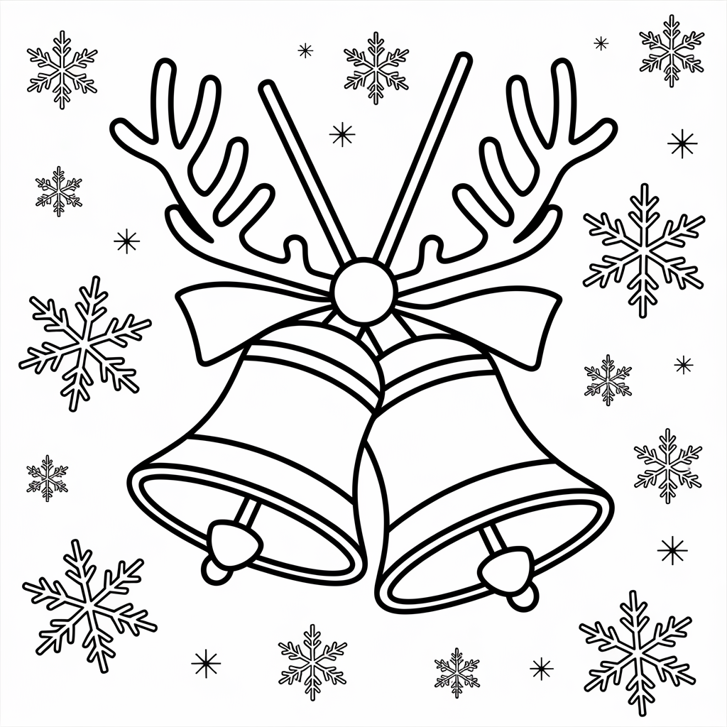 Santa’s Reindeer with Sleigh Bells Coloring Pages Printable