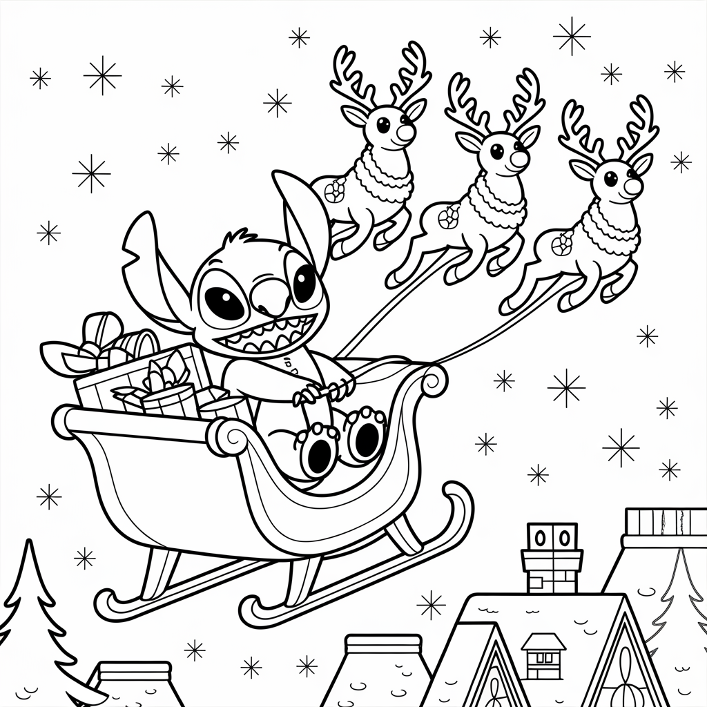 20 Stitch Christmas Coloring Pages – Free Printables for Kids - Love ...