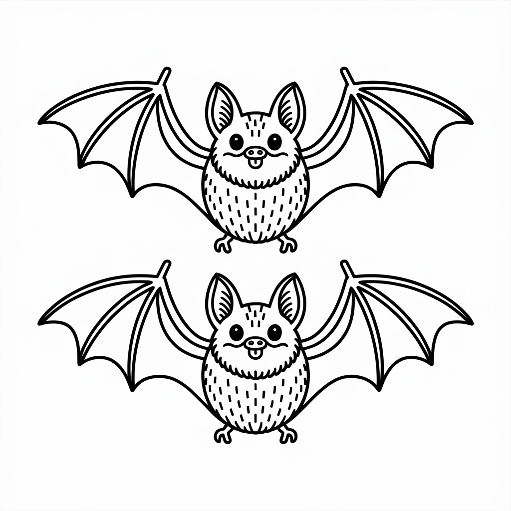 Simple Bat Coloring Pages for Beginners and Kids