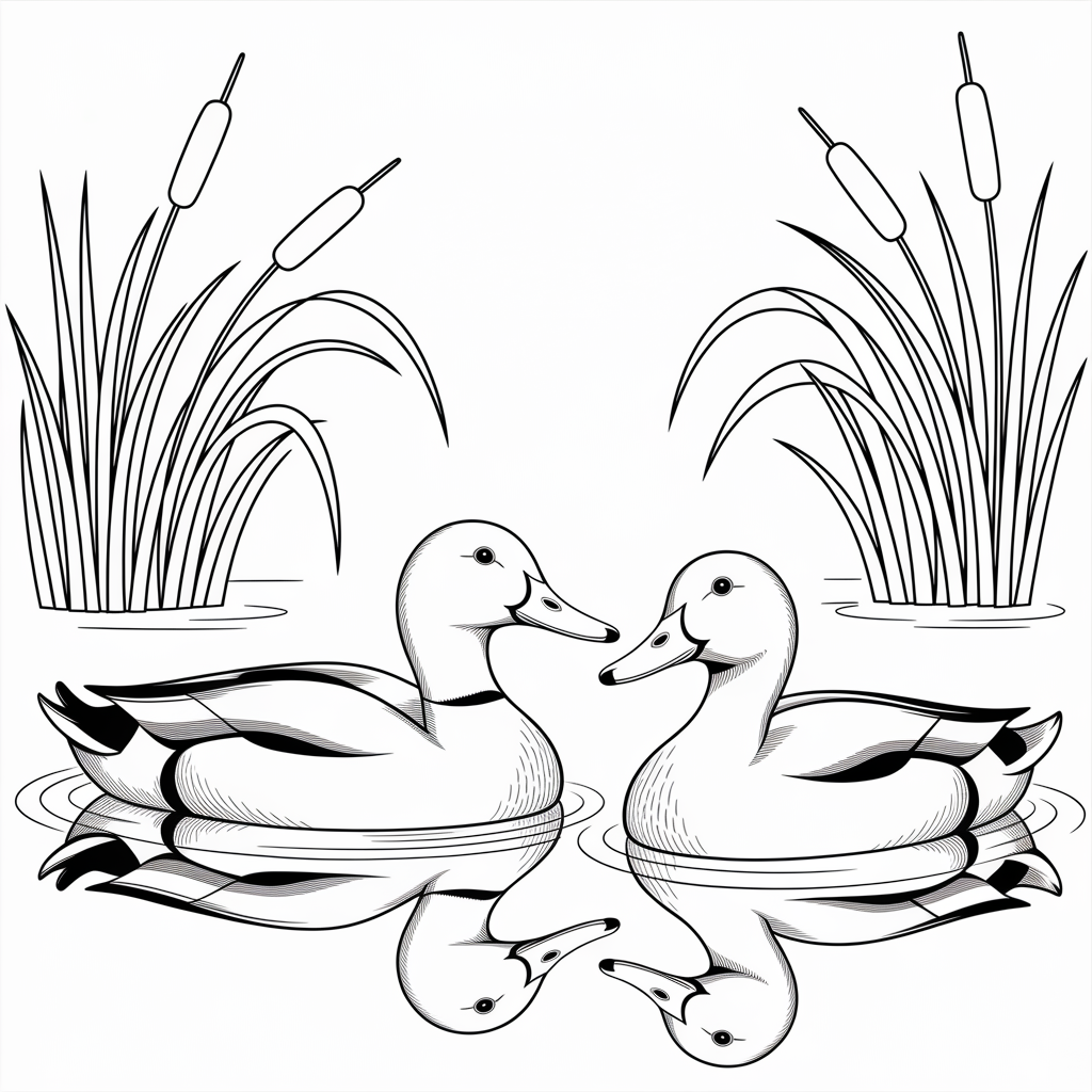 Pair of Ducks Coloring Pages