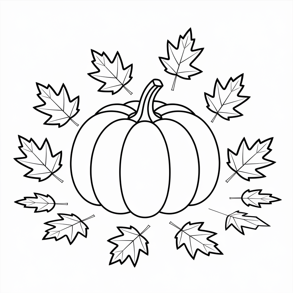 Pumpkin with Autumn Leaves 