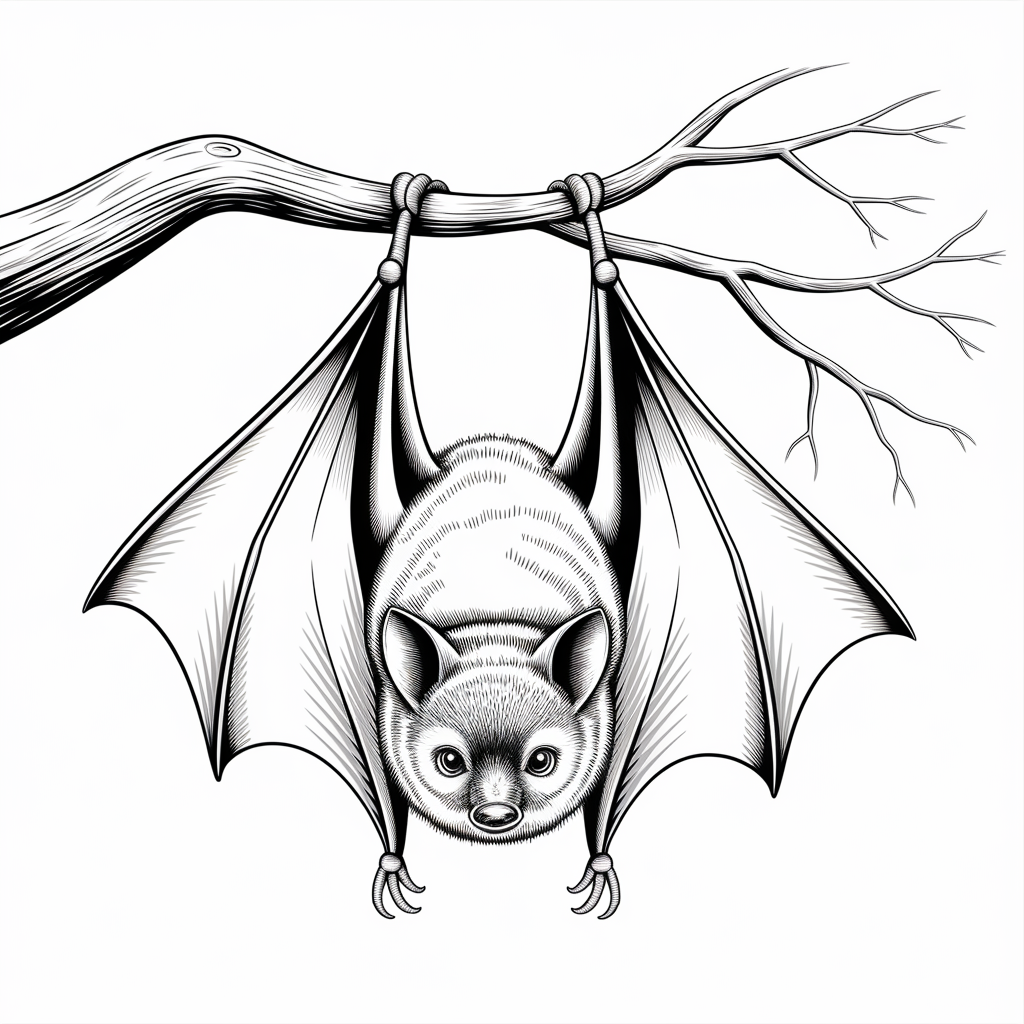 Bat Hanging Upside Down Coloring Pages