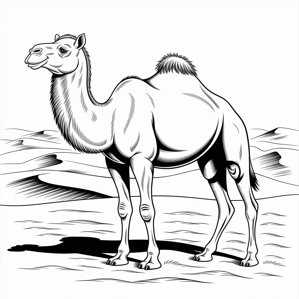 Realistic Camel Coloring Pages