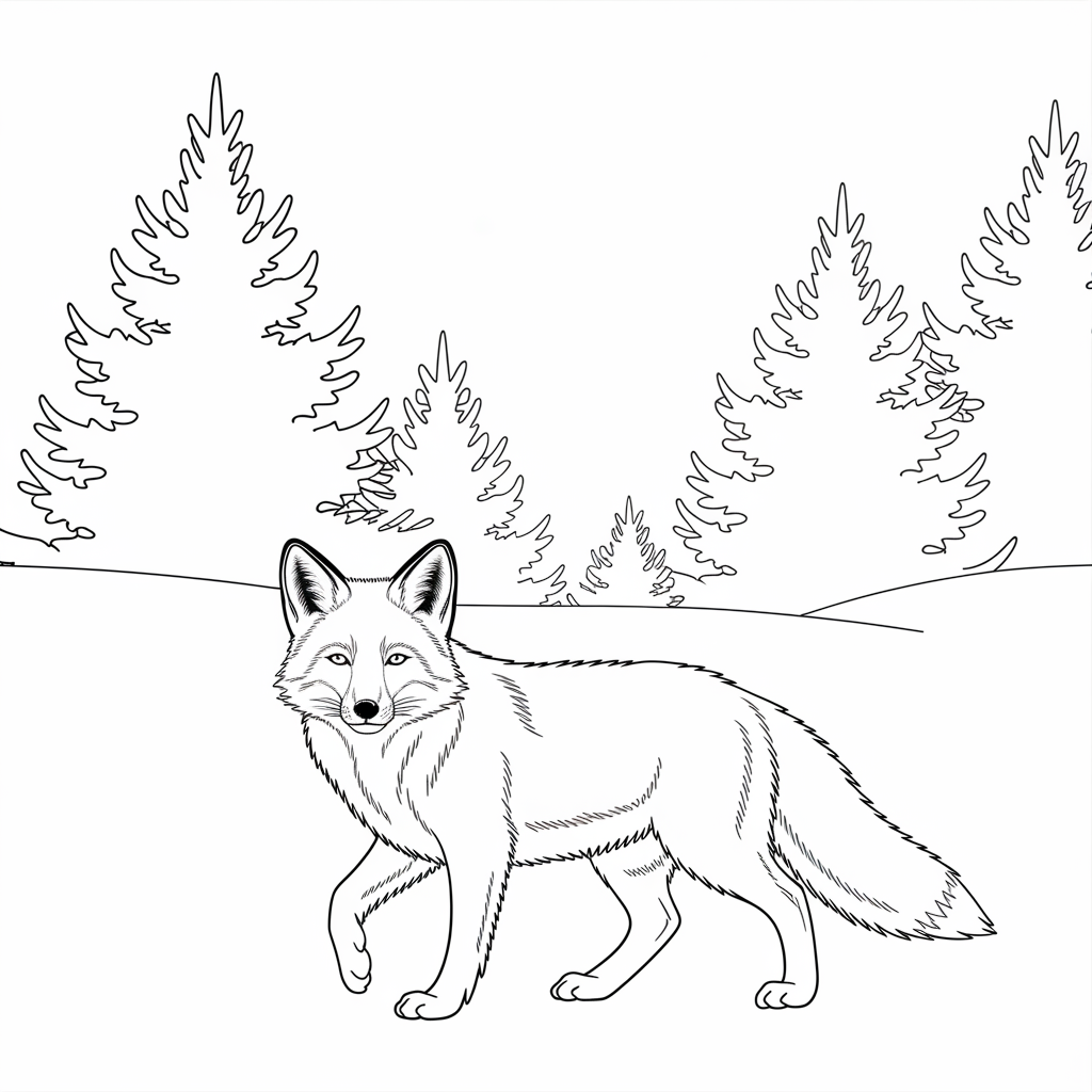 Snowy Fox Coloring Pages 