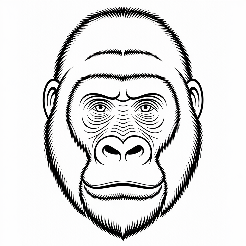 Realistic Gorilla Face Coloring Pages