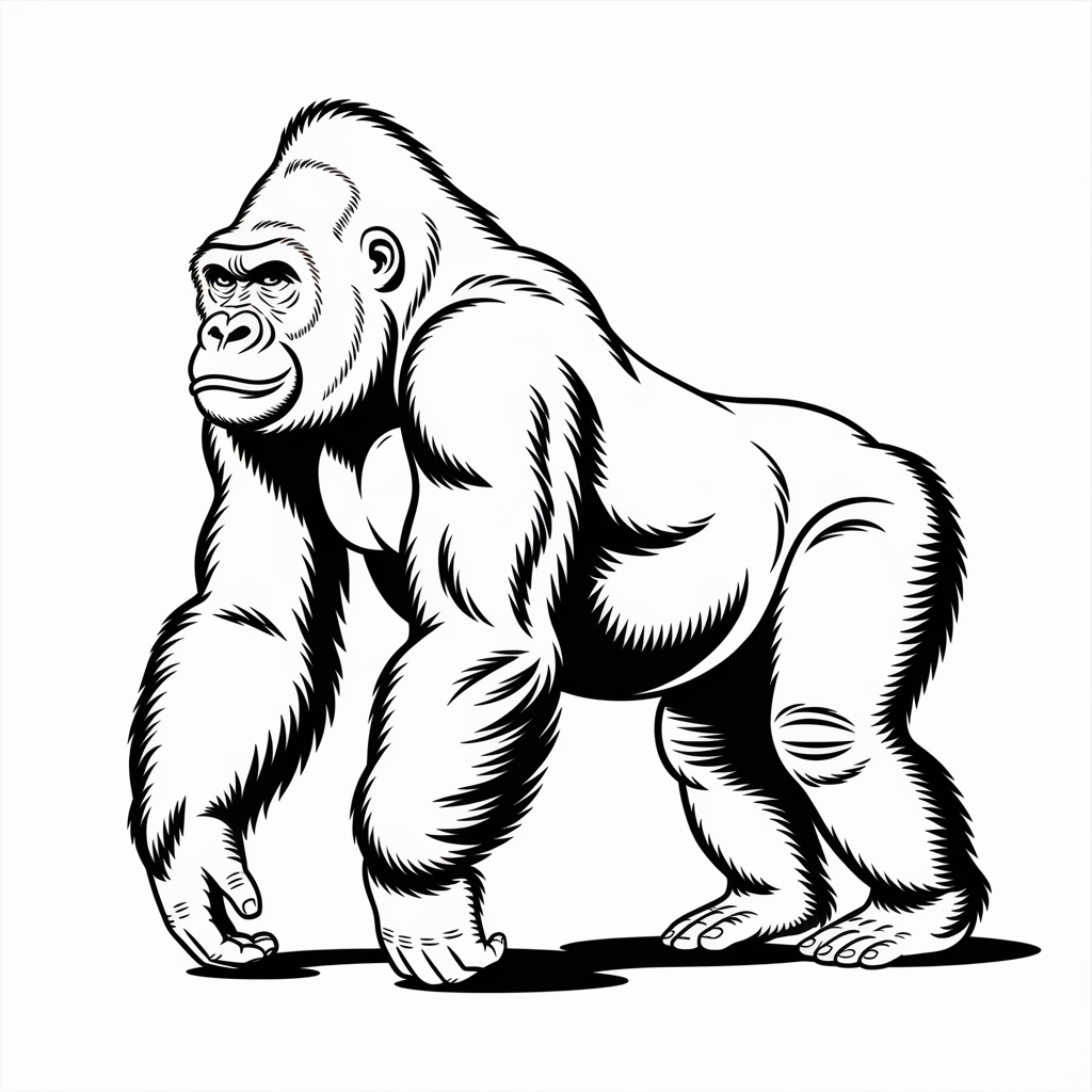 Gorilla Side View Coloring Pages 