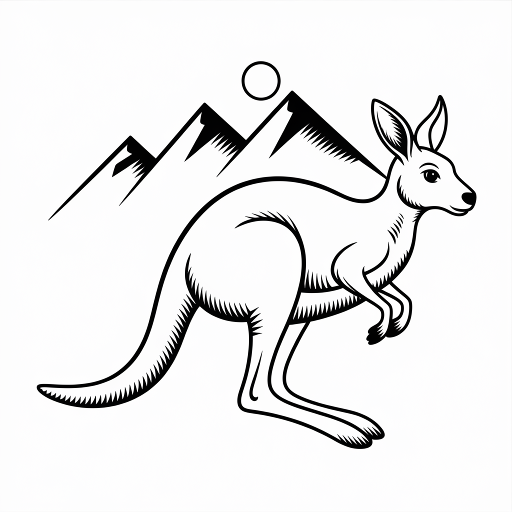 Kangaroo in Motion Coloring Pages