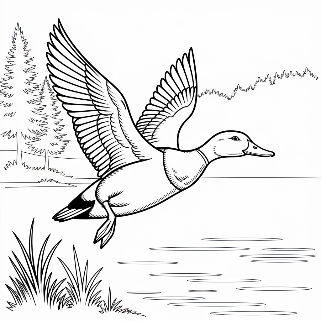 Wild Duck Flying Coloring Pages