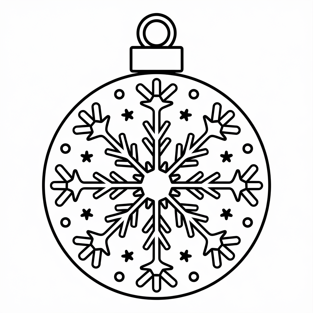 Festive Snowflake Pattern Christmas Ornament Coloring Page