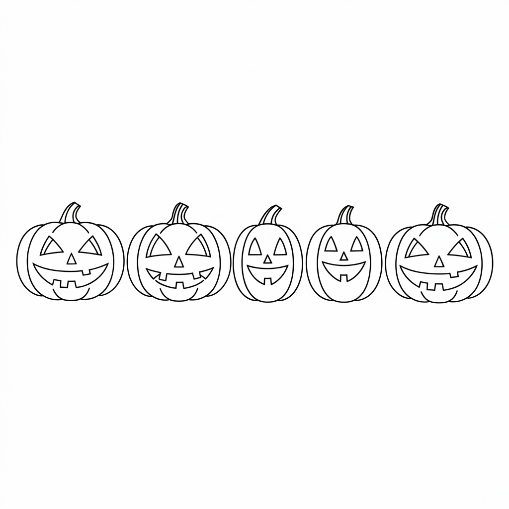 Funny Jack-o’-Lantern Parade Easy Halloween Coloring Pages