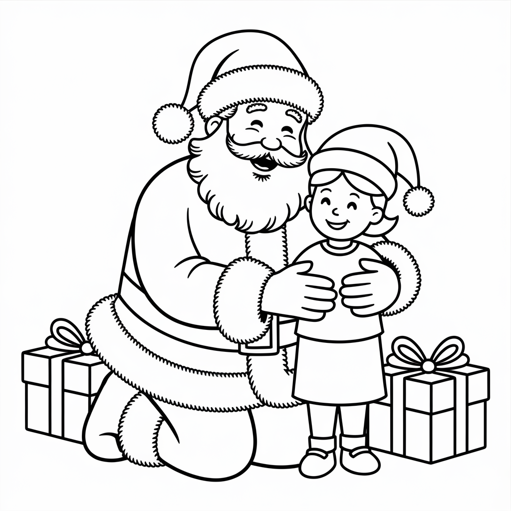 Santa Hugging Kids