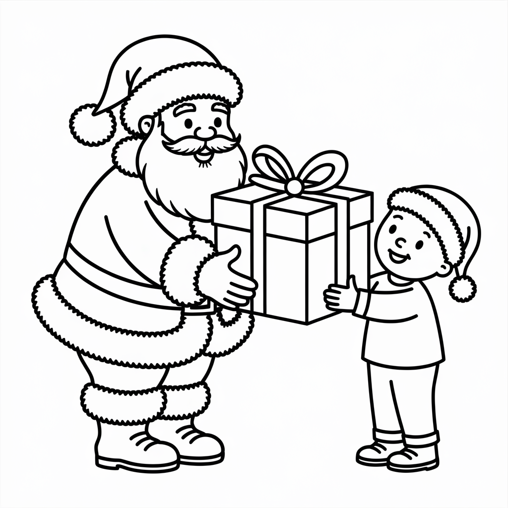 Santa Giving a Present to a Child