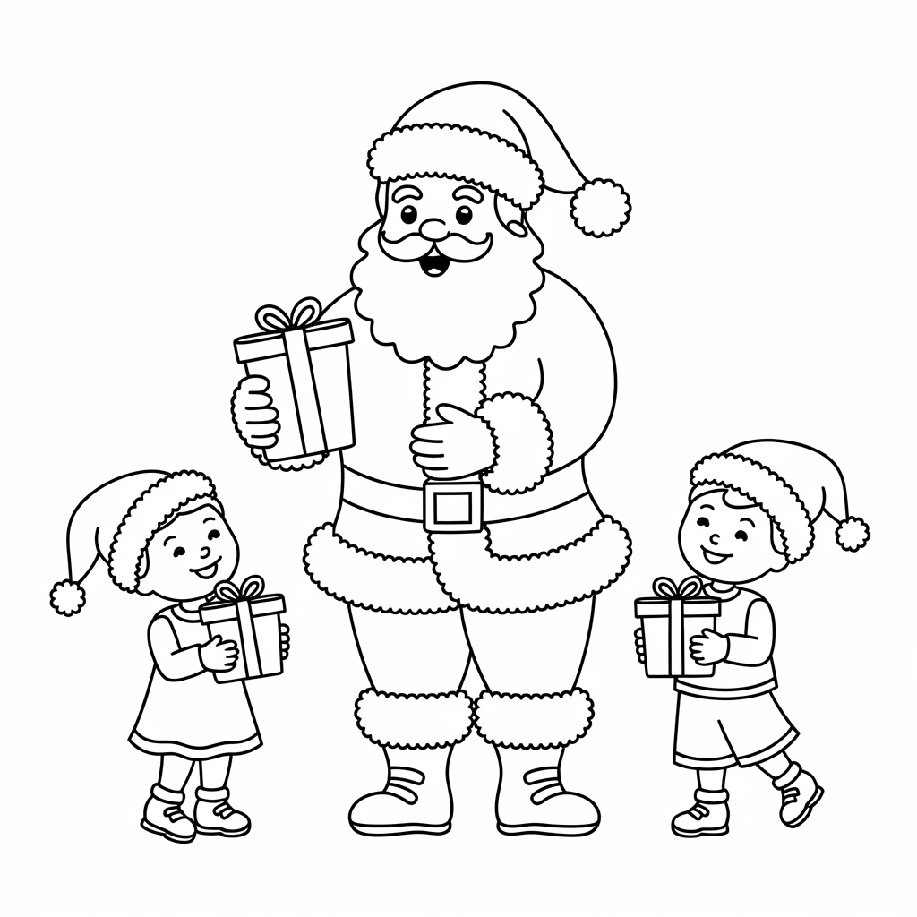 Santa Giving Presents to Children