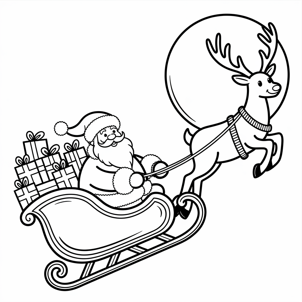 Santa Flying Over the Moon