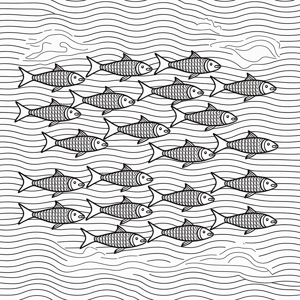 School of Fish Coloring Sheet