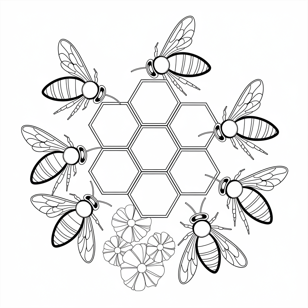Busy Bees on Honeycomb