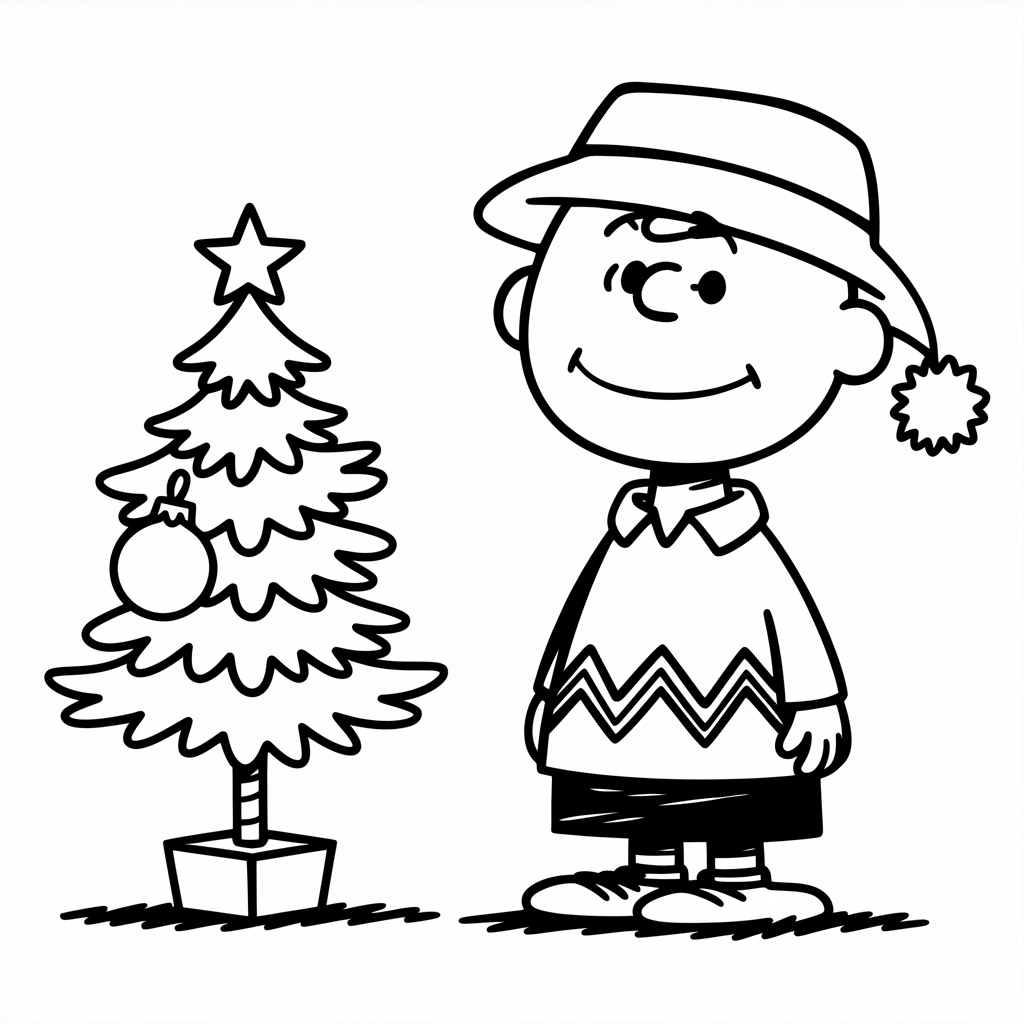 Charlie Brown Christmas Tree Coloring Pages for Preschool Kids