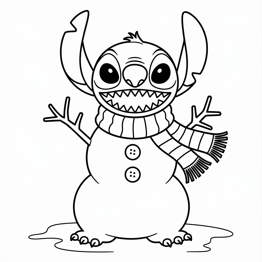 Snowman Stitch Holiday Coloring Page for Kids to Print
