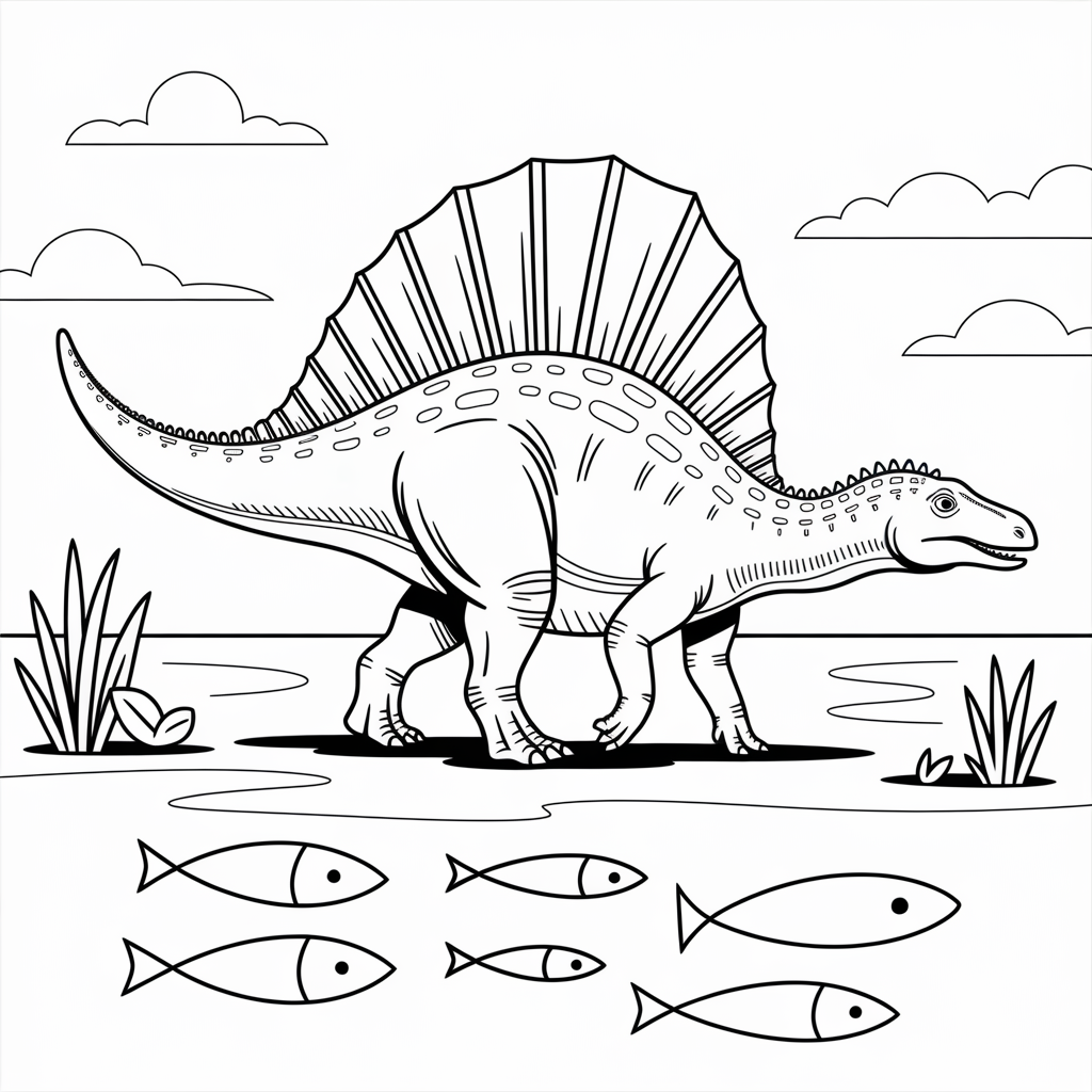 Spinosaurus by River Coloring Page