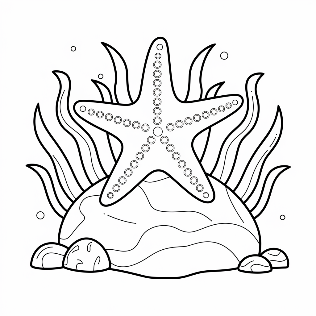 Starfish on Rock Coloring Page