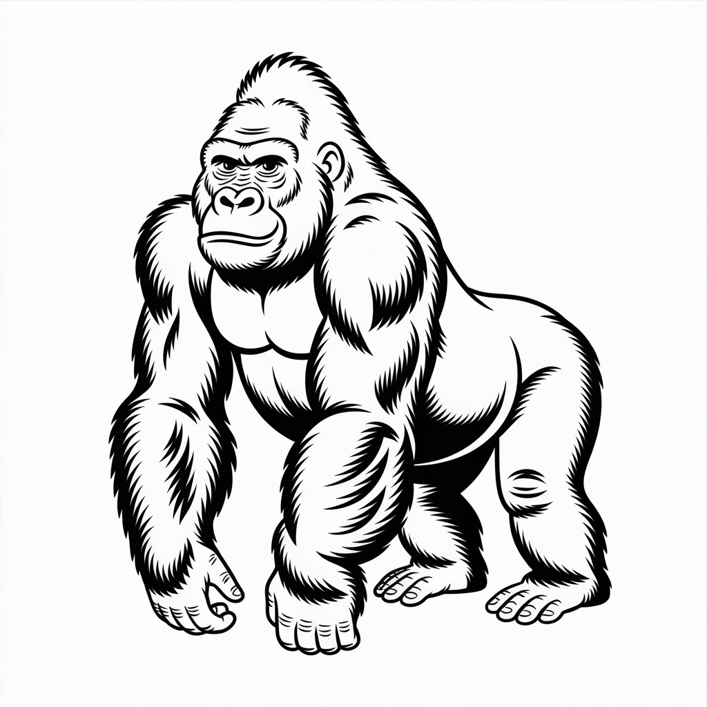 Strong Gorilla Standing Coloring Pages 