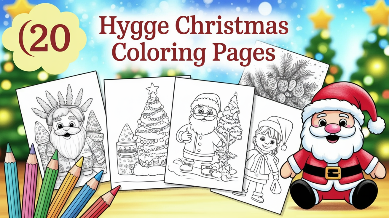 hygge christmas coloring pages