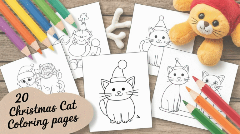 christmas cat coloring pages