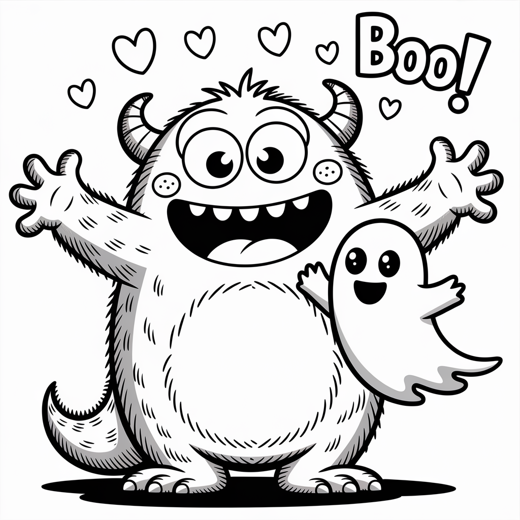 Surprise Boo Hug Coloring Page