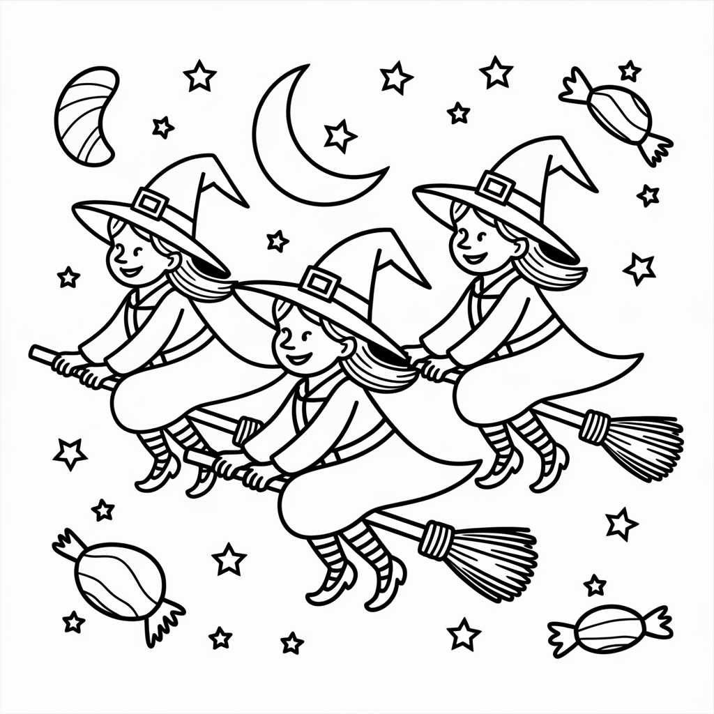 Hocus Pocus Witches Halloween Coloring Pages to Download and Print