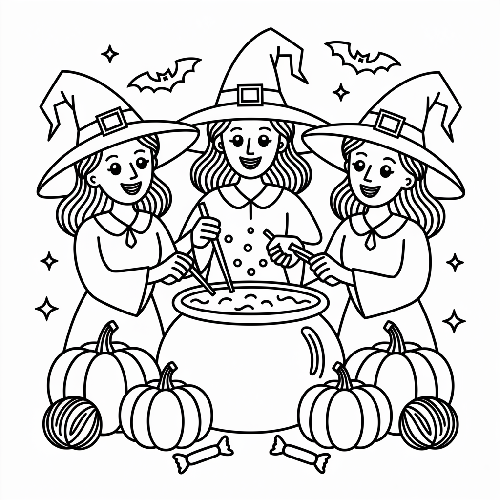 Free Hocus Pocus Witch Halloween Coloring Page for Kids