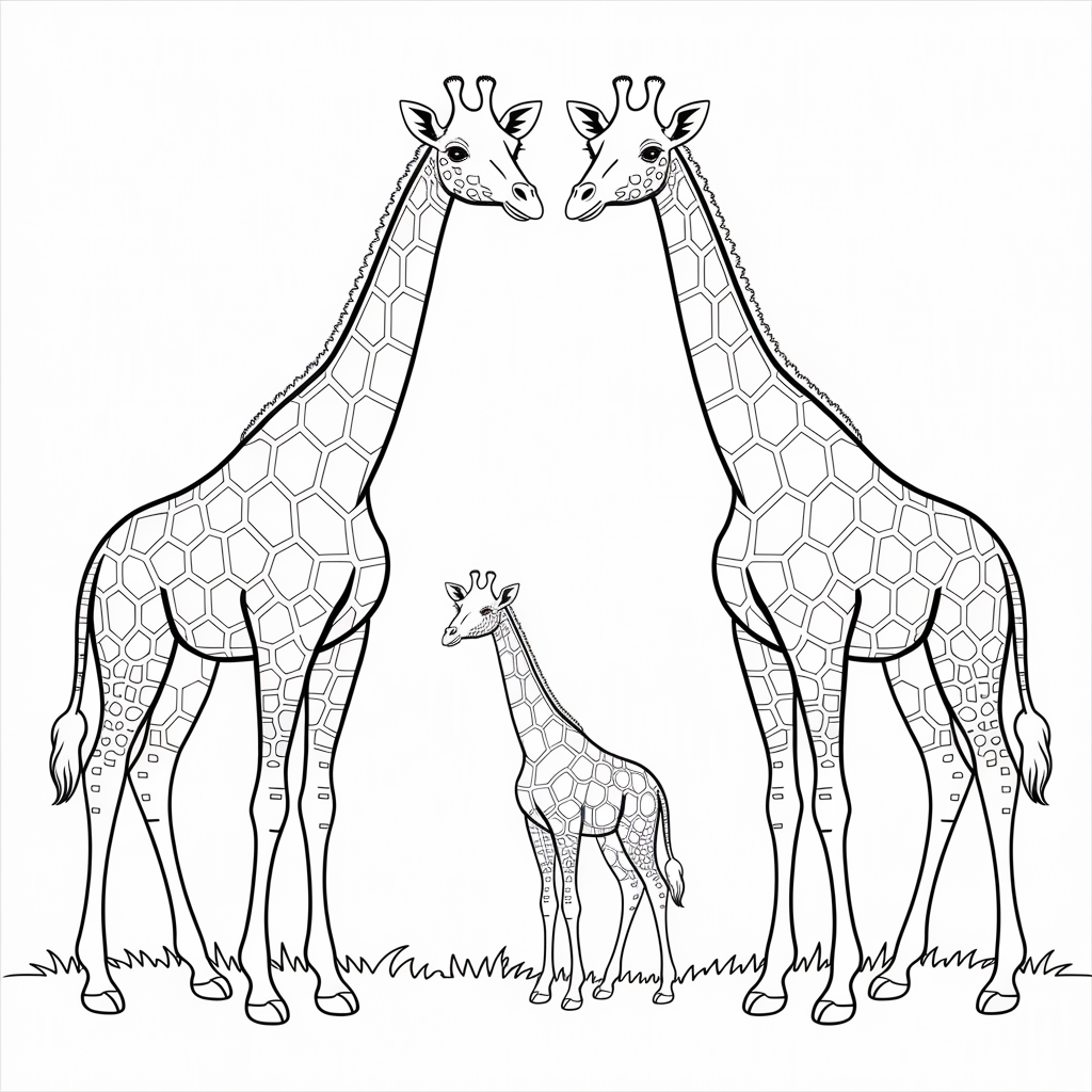 Giraffe Family Coloring Pages