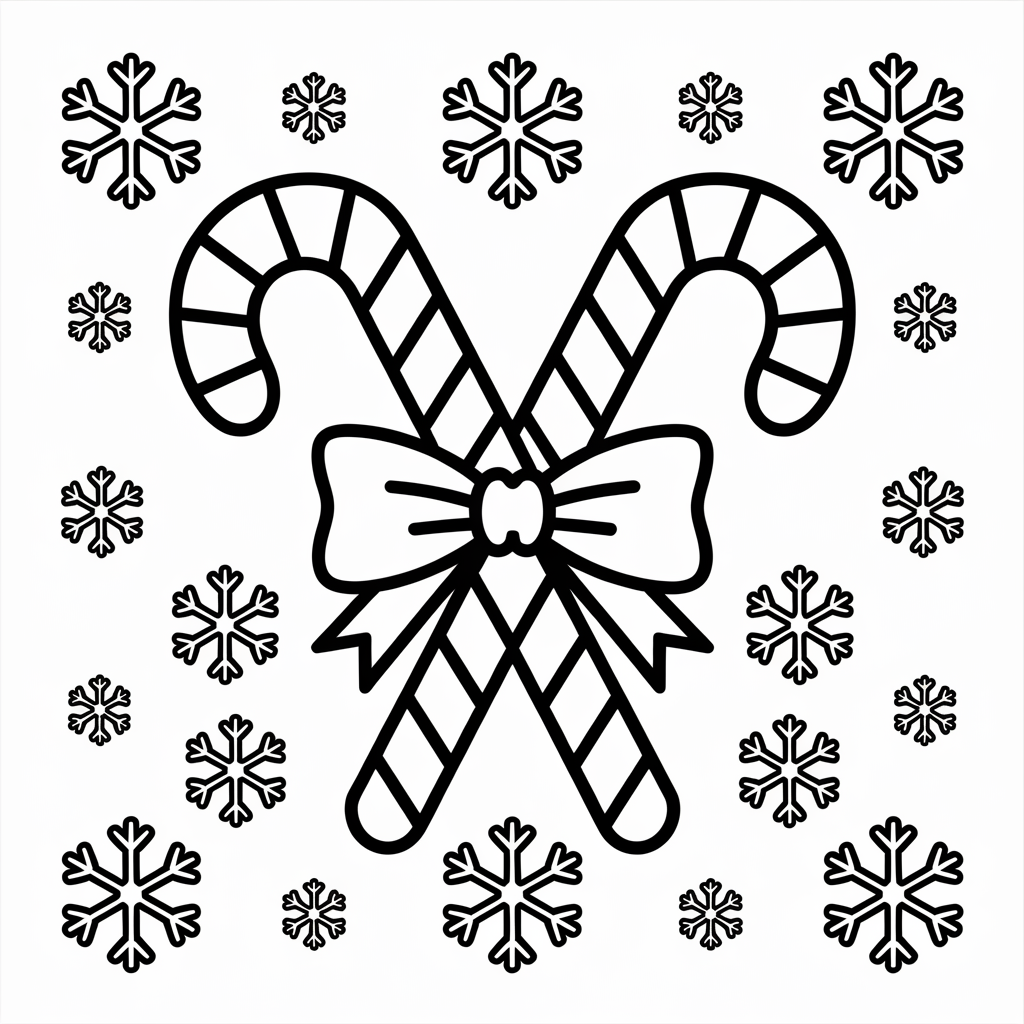 Easy Candy Cane Christmas Coloring Pages for Preschool Fun