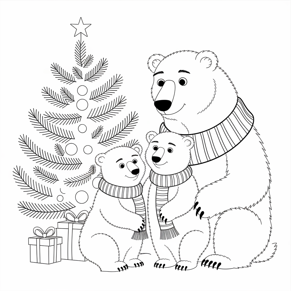 Polar Bear Cubs in Scarves 