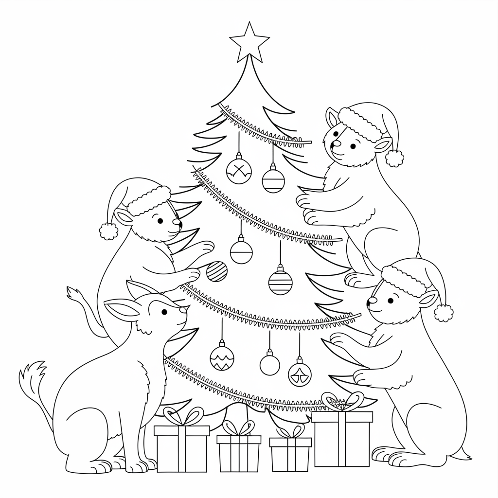 Woodland Animals Decorating Tree