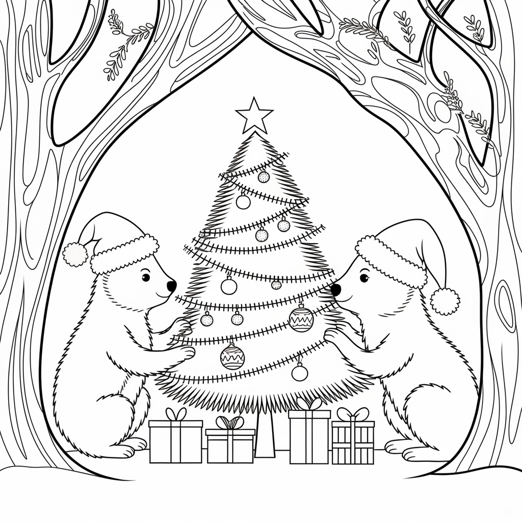 Woodland Animals Decorating Tree