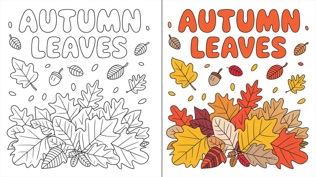 AUTUMN LEAVES COLORING PAGES