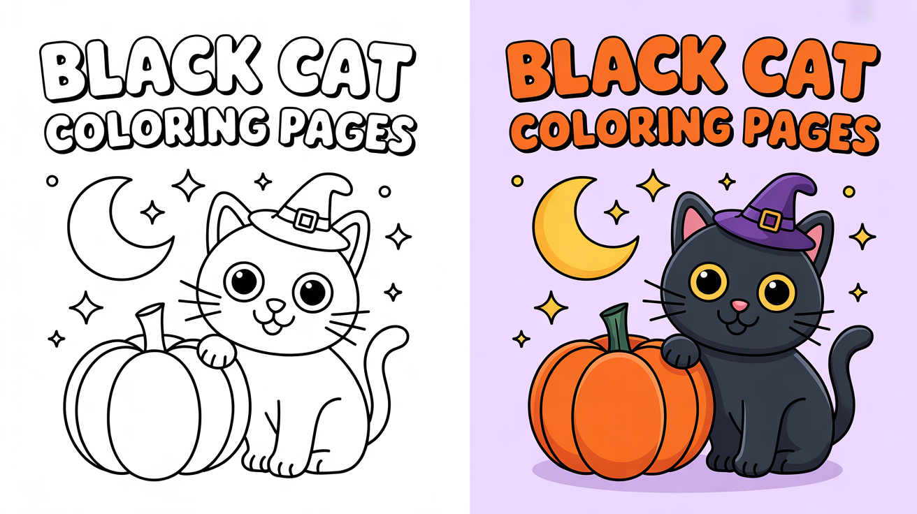 Black cat coloring pages