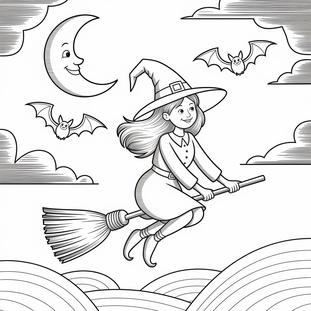 Happy Witch on a Broom 
