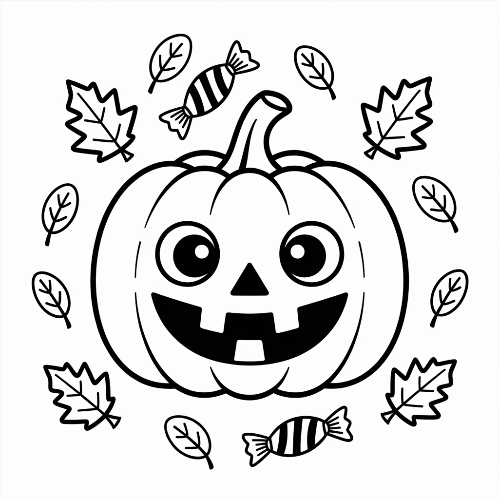 Adorable Pumpkin Halloween Coloring Pages for Toddlers